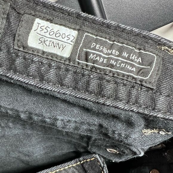 Miss Me Skinny Jeans Black Flap Pockets Size 28 - Picture 10 of 16